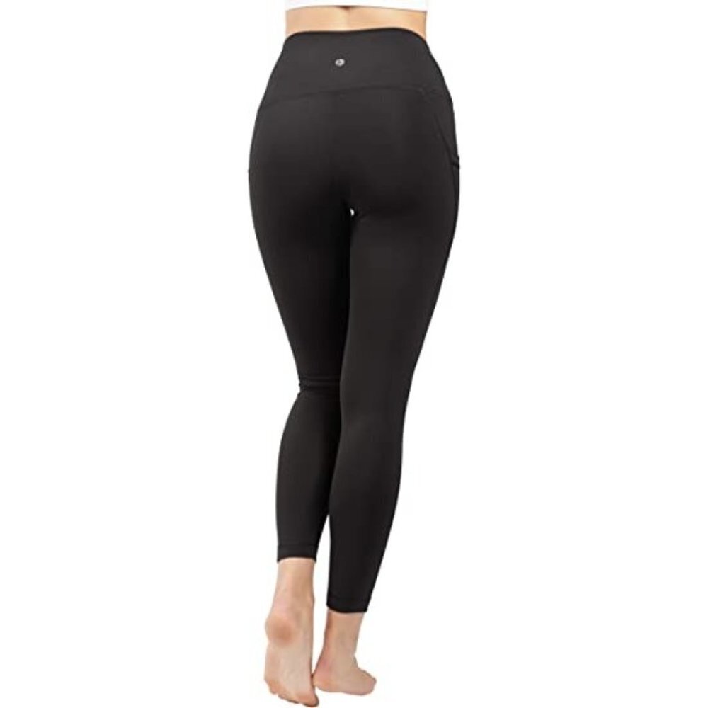 Womens High Waist Ankle Length Black Leggings‎ w/Side Pockets Size S